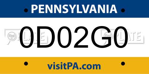 0D02G0 Pennsylvania License Plate