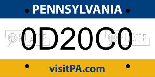 0D20C0 Pennsylvania License Plate