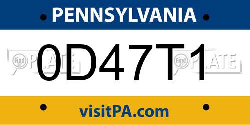 0D47T1 Pennsylvania License Plate