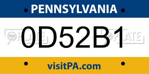 0D52B1 Pennsylvania License Plate