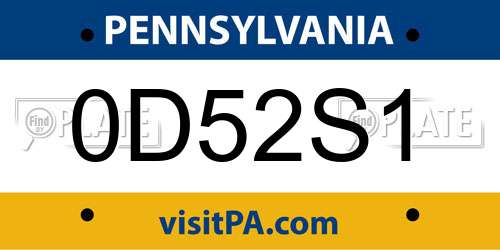 0D52S1 Pennsylvania License Plate