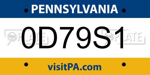 0D79S1 Pennsylvania License Plate
