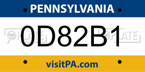 0D82B1 Pennsylvania License Plate