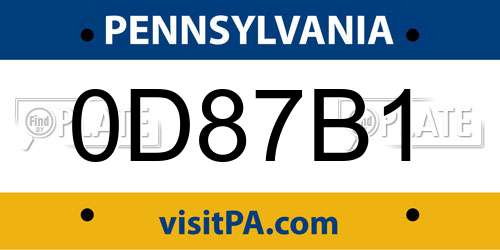 0D87B1 Pennsylvania License Plate
