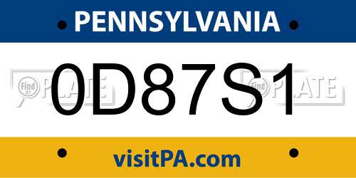0D87S1 Pennsylvania License Plate