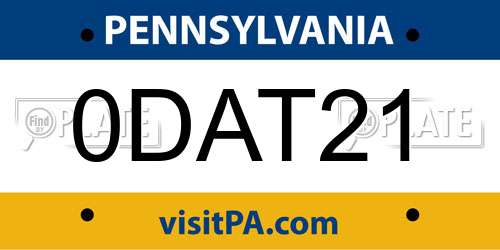 0DAT21 Pennsylvania License Plate