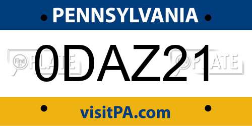 0DAZ21 Pennsylvania License Plate