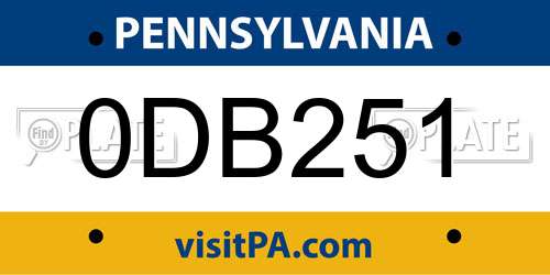 0DB251 Pennsylvania License Plate