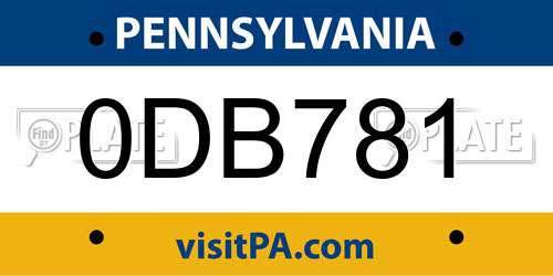 0DB781 Pennsylvania License Plate