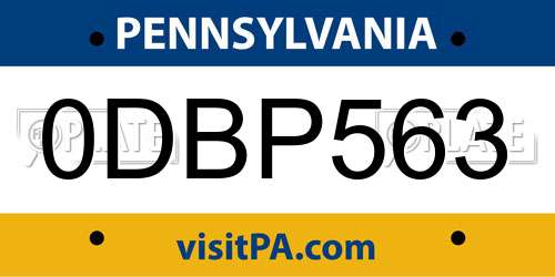 0DBP563 Pennsylvania License Plate