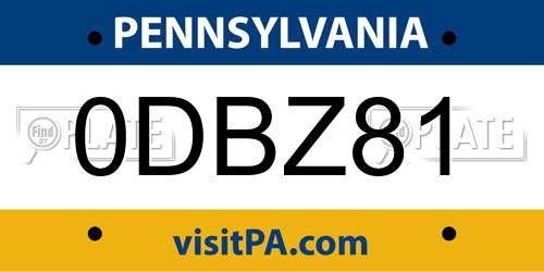 0DBZ81 Pennsylvania License Plate