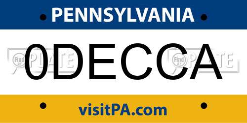 0DECCA Pennsylvania License Plate