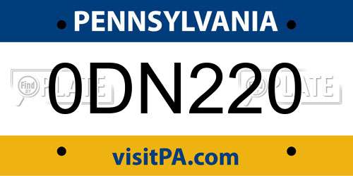 0DN220 Pennsylvania License Plate