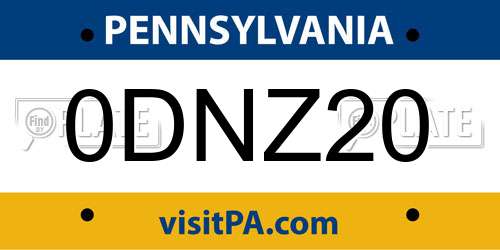 0DNZ20 Pennsylvania License Plate