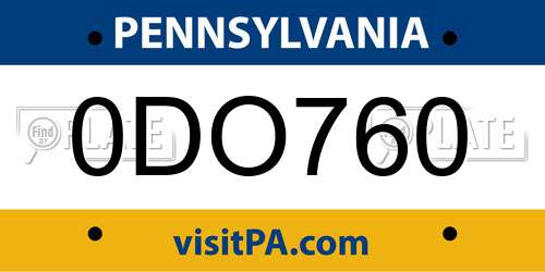 0DO760 Pennsylvania License Plate