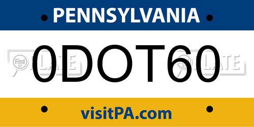0DOT60 Pennsylvania License Plate