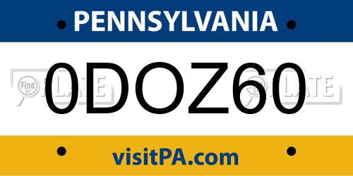 0DOZ60 Pennsylvania License Plate