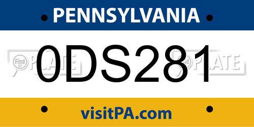 0DS281 Pennsylvania License Plate