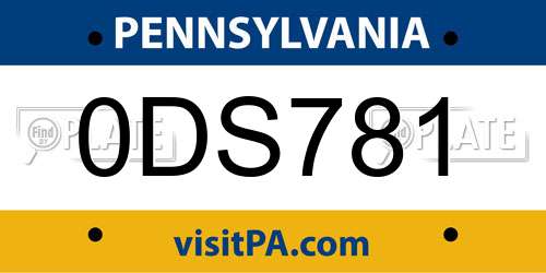 0DS781 Pennsylvania License Plate