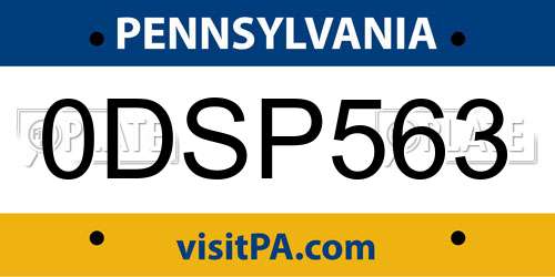 0DSP563 Pennsylvania License Plate