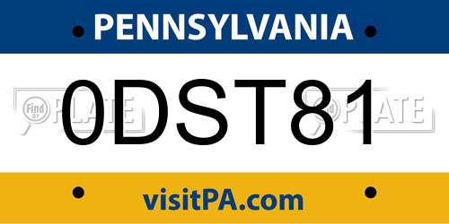 0DST81 Pennsylvania License Plate