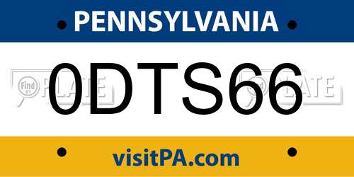 0DTS66 Pennsylvania License Plate