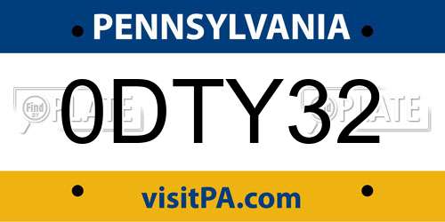 0DTY32 Pennsylvania License Plate