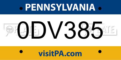 0DV385 Pennsylvania License Plate