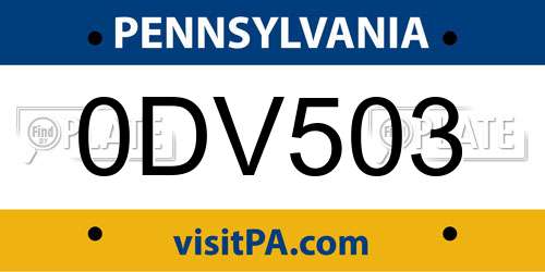 0DV503 Pennsylvania License Plate