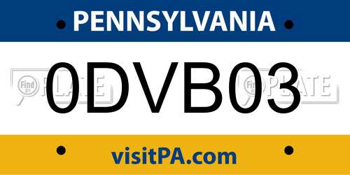 0DVB03 Pennsylvania License Plate