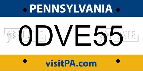 0DVE55 Pennsylvania License Plate
