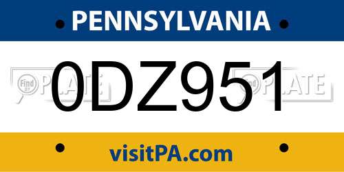 0DZ951 Pennsylvania License Plate