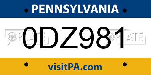 0DZ981 Pennsylvania License Plate