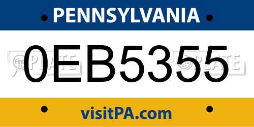 0EB5355 Pennsylvania License Plate