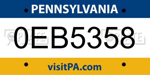 0EB5358 Pennsylvania License Plate