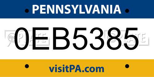 0EB5385 Pennsylvania License Plate