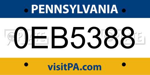 0EB5388 Pennsylvania License Plate