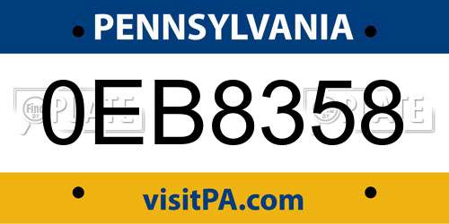 0EB8358 Pennsylvania License Plate