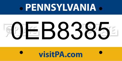 0EB8385 Pennsylvania License Plate