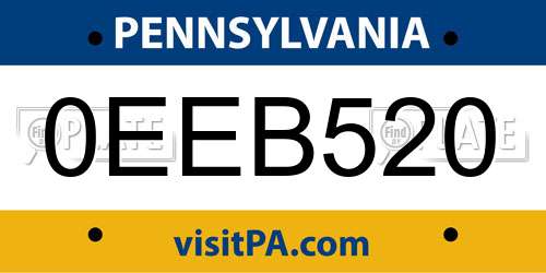 0EEB520 Pennsylvania License Plate