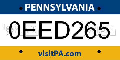 0EED265 Pennsylvania License Plate