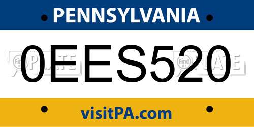 0EES520 Pennsylvania License Plate