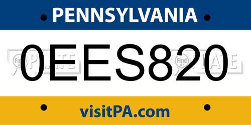0EES820 Pennsylvania License Plate