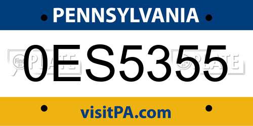 0ES5355 Pennsylvania License Plate
