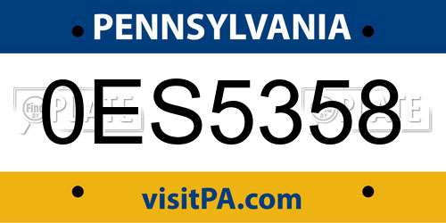 0ES5358 Pennsylvania License Plate