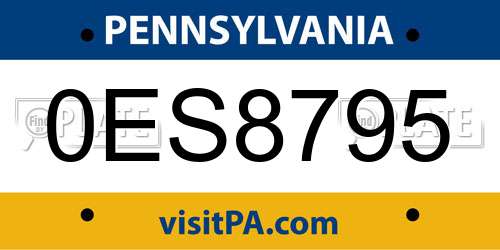 0ES8795 Pennsylvania License Plate