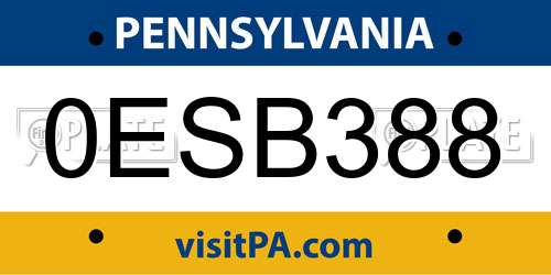 0ESB388 Pennsylvania License Plate