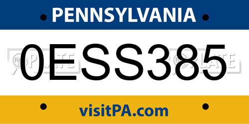 0ESS385 Pennsylvania License Plate