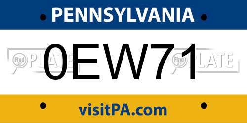 0EW71 Pennsylvania License Plate