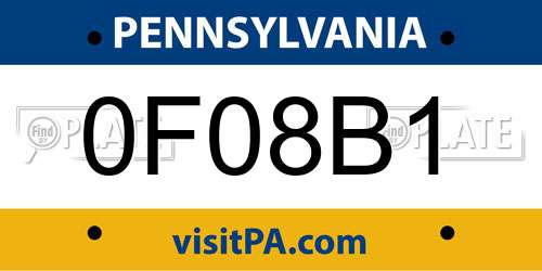 0F08B1 Pennsylvania License Plate